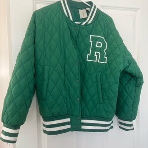 Reebok Forever 21 Green Quilted Varsity Jacket- Size S